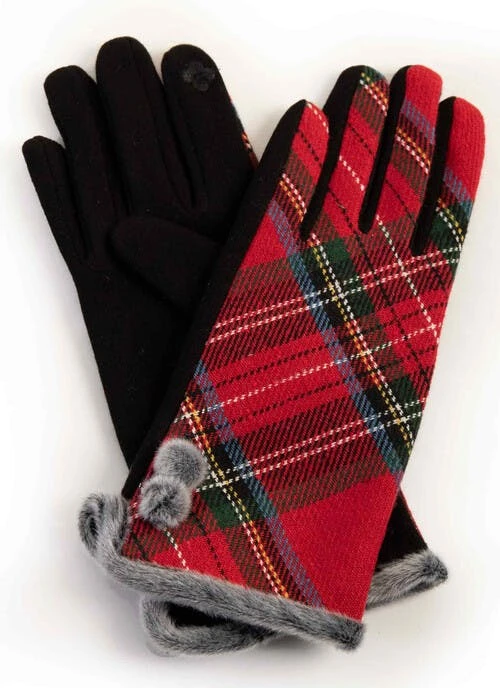 Tartan Pom Pom Gloves 2 Tartan Pom Pom Gloves - Image 2