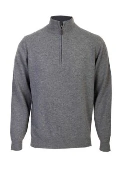 Cashmere Grey Zip Neck Jumper