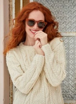 Cream Long Sleeve Round Neck Bobble Stitch Jumper