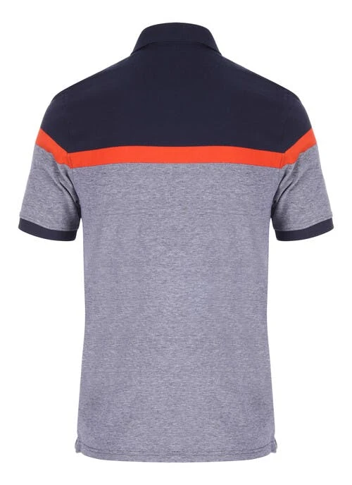 Navy Panel Stripe Polo 2 Navy Panel Stripe Polo - Image 2