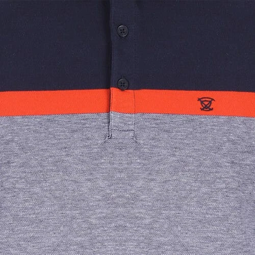 Navy Panel Stripe Polo 3 Navy Panel Stripe Polo - Image 3