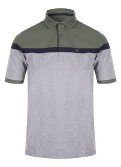 Khaki Panel Stripe Polo Shirt