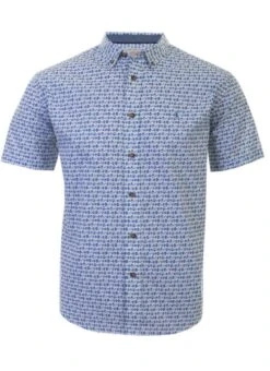 Blue Cotton Print Shirt