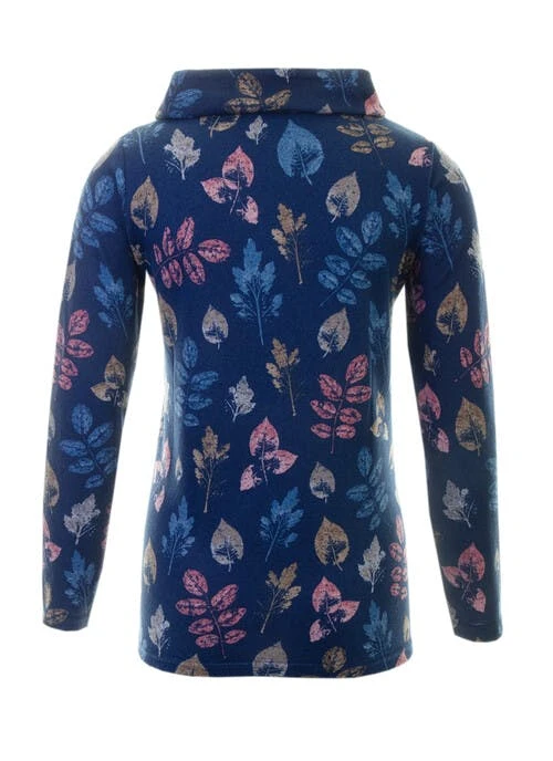 Navy Leaf Print Top 3 Navy Leaf Print Top - Image 3