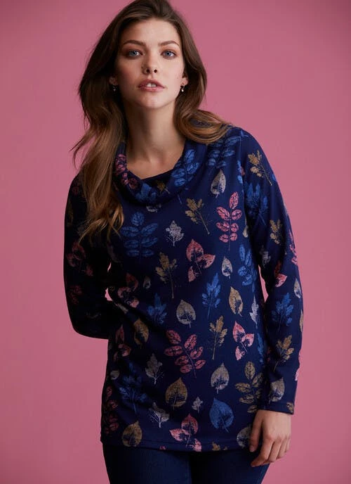 Navy Leaf Print Top 1 Navy Leaf Print Top