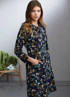 Navy Falling Leaf Dress
