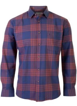 Orange Twill Cotton Check Shirt