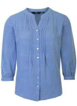 Blue Jacquard Blouse