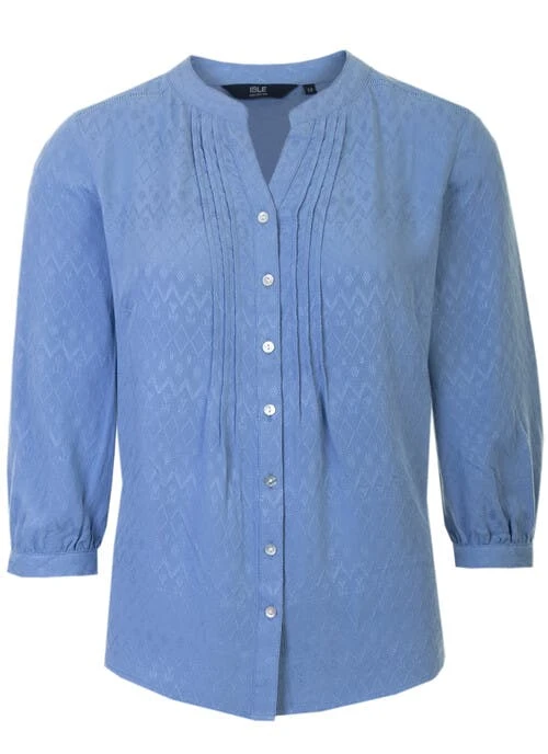 Blue Jacquard Blouse -Outlet The Wardrobe Edit Store 28218pvs 5be7ada4b6648af