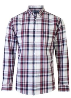 Red Twill Cotton Check Shirt