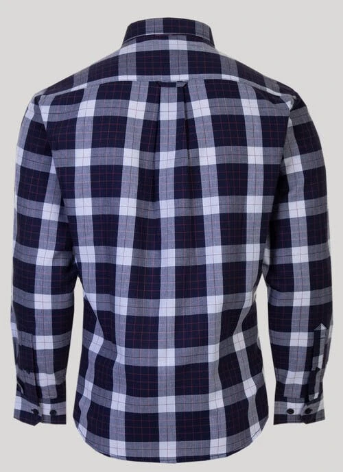 Navy Herringbone Check Shirt 2 Navy Herringbone Check Shirt - Image 2