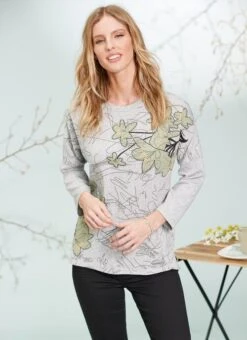 Grey Floral Top