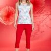 Red Bengaline Cropped Trouser