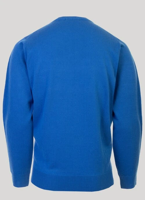 Blue V Neck Fine Knit Jumper 2 Blue V Neck Fine Knit Jumper - Image 2