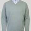 Green Mock Shirt V Neck Jumper
