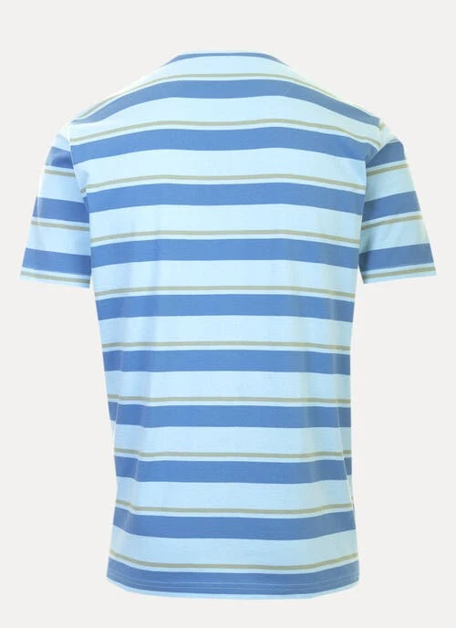 Blue Crew Neck Stripe T Shirt 3 Blue Crew Neck Stripe T Shirt - Image 3