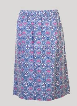 Blue Tile Print Skirt -Outlet The Wardrobe Edit Store 31778pvs 58f72d36965fda7