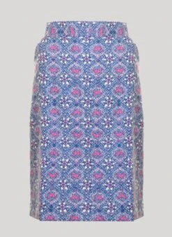 Blue Tile Print Skirt -Outlet The Wardrobe Edit Store 31779pvs 39b9b993d390d24
