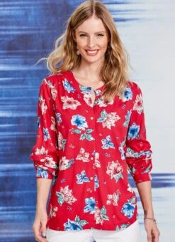 Red Floral Printed Blouse
