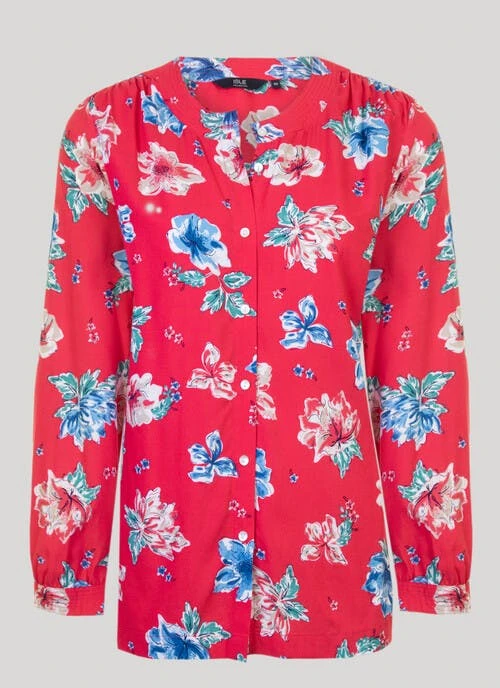 Red Floral Printed Blouse 3 Red Floral Printed Blouse - Image 3