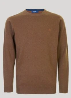 Tan Lambswool Crew Neck Jumper