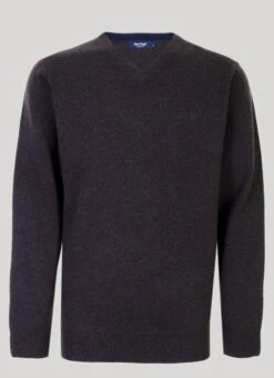 Brown Lambswool V Neck Jumper