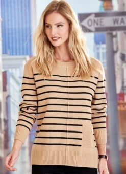 Caramel Stripe Knitted Jumper