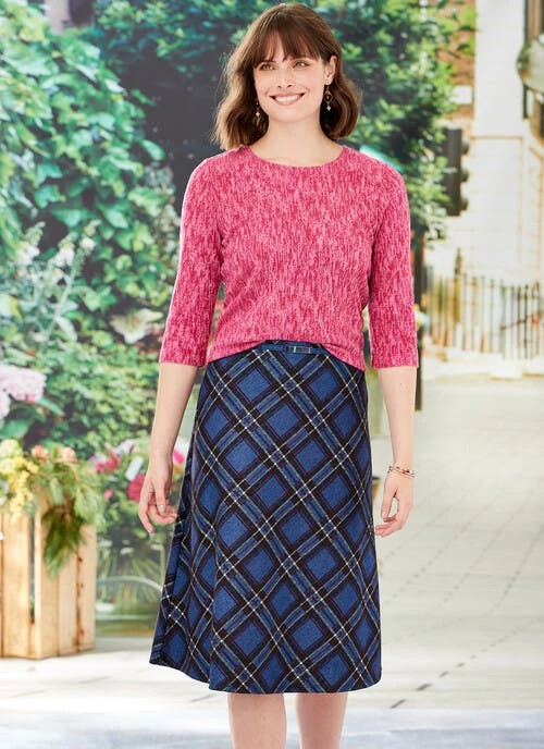 Blue Check Lined Skirt 25" 1 Blue Check Lined Skirt 25"