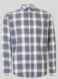 Grey Herringbone Check Shirt