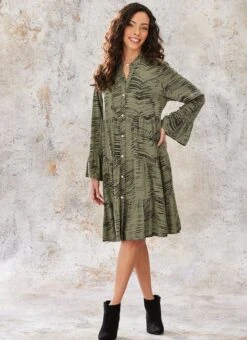 Green Smudge Print Dress