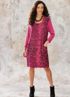 Cerise Animal Jersey Dress
