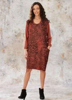 Orange Animal Jersey Dress