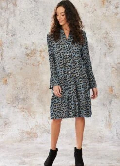 Blue Animal Print Dress