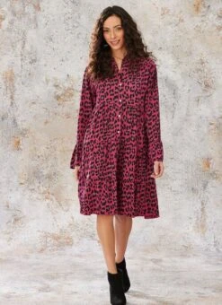 Cerise Animal Print Dress