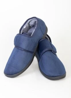 Navy Touch Fasten Slipper