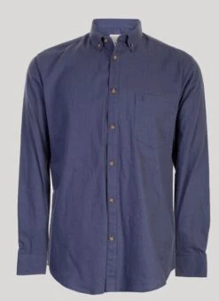 Dark Blue Shirt LS WH CTN Twil