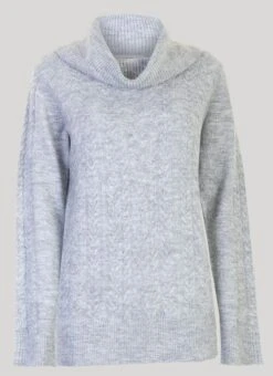 Grey Cowl Neck Jumper