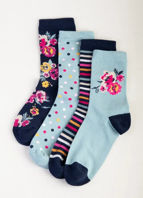 Floral 4 Pack Gift Box Socks 1 Floral 4 Pack Gift Box Socks