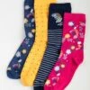 Pink Floral 4 Pack Gift Box Socks