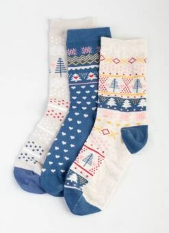 3 Pack Fair Isle Gift Box Socks