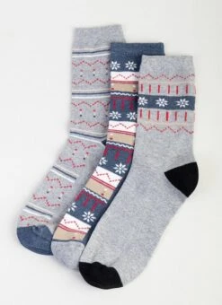 3 Pack Gift Boxed Fair Isle Socks