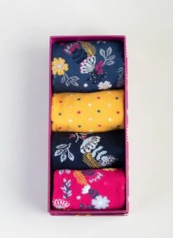 Pink Floral 4 Pack Gift Box Socks 11 Pink Floral 4 Pack Gift Box Socks -Outlet The Wardrobe Edit Store 36653pvs 511654bff28d679