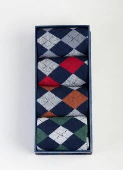 4 Pack Gift Boxed Argyle Socks -Outlet The Wardrobe Edit Store 36674pvs e5efabb0e6b70c2