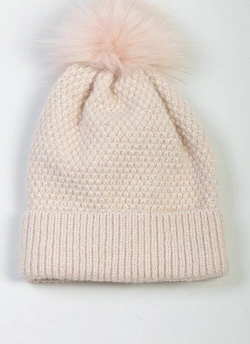 Pink Sequin Pom Pom Hat 2 Pink Sequin Pom Pom Hat - Image 2
