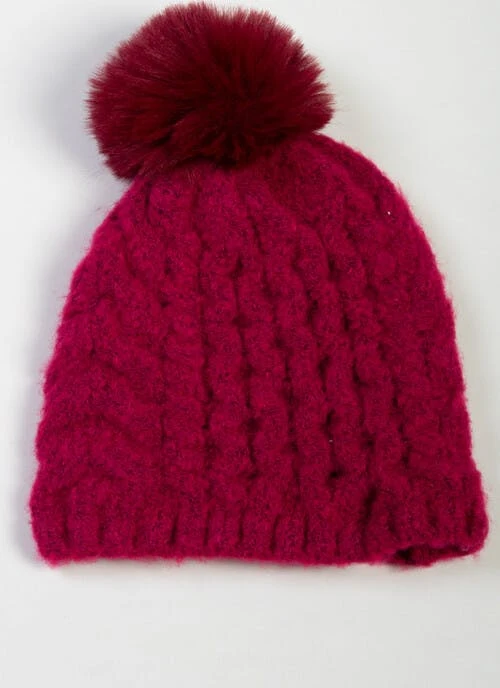 Raspberry Cable Knitted Hat 2 Raspberry Cable Knitted Hat - Image 2
