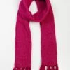 Raspberry Knitted Tassel Scarf