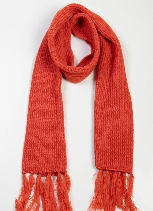 Rust Knitted Tassel Scarf 2 Rust Knitted Tassel Scarf - Image 2