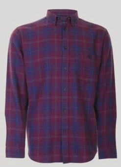 Burgundy Long Sleeve Check Shirt
