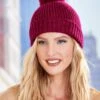 Raspberry Knitted Faux Fur Pom Hat