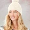 Ivory Knitted Faux Fur Pom Hat